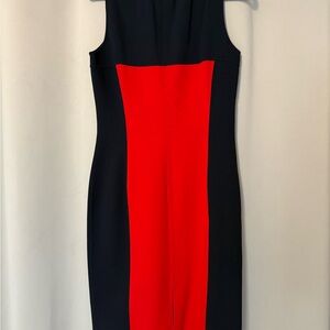Michael Kors Made in Italy Virgin Wool Red and Blue Colorblock Dress Size 10